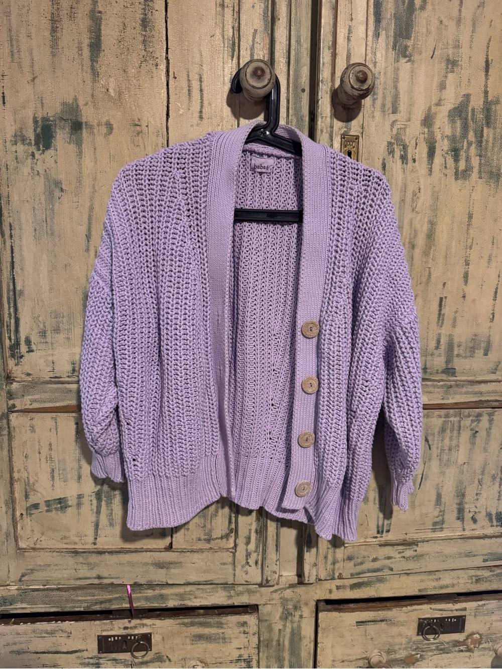Babaa chunky cotton cardigan no 18 violeta
One size
